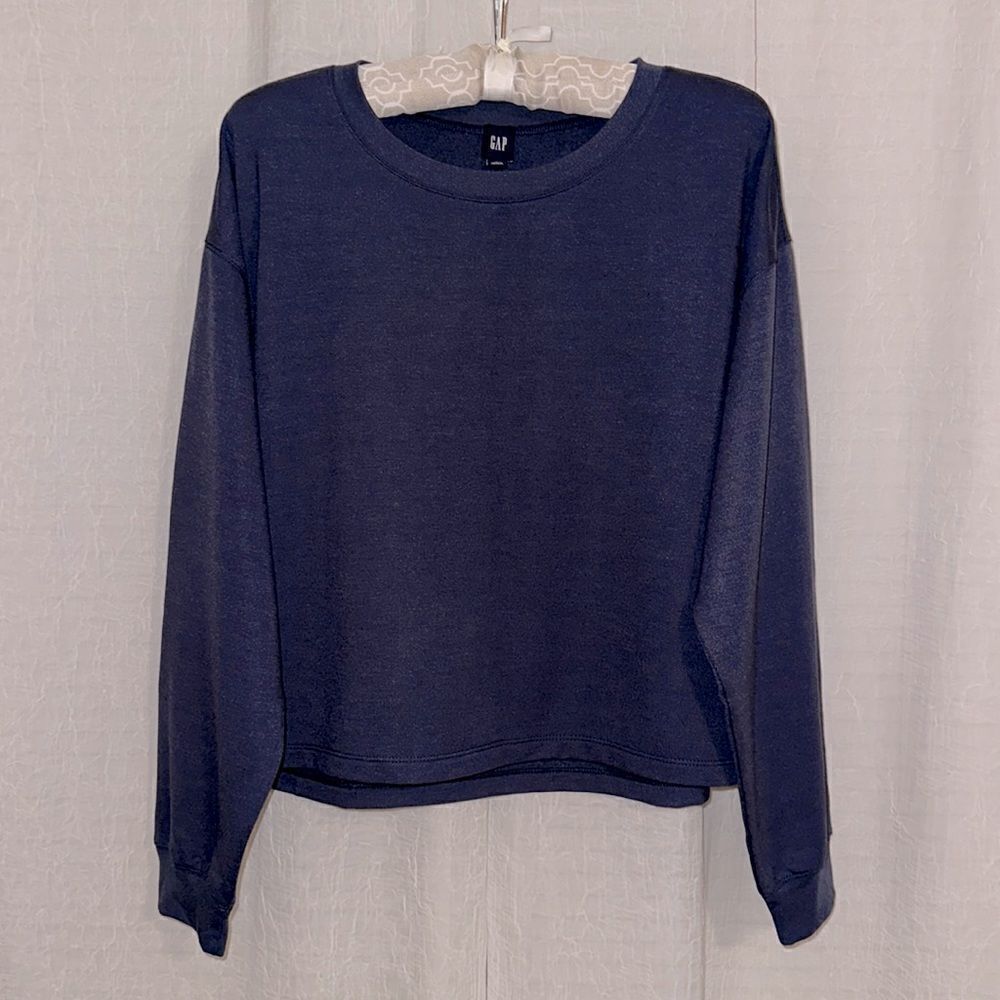 GAP M Indigo Crew French Terry Cloth Inner Athletic Crop Sweatshirt